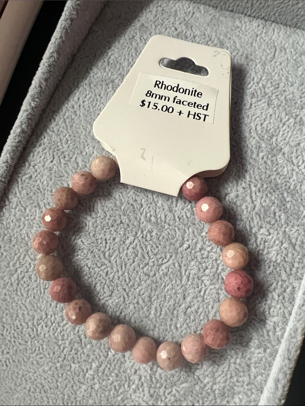 Faceted Rhodonite 8mm Bead Stretch Bracelet - Pink